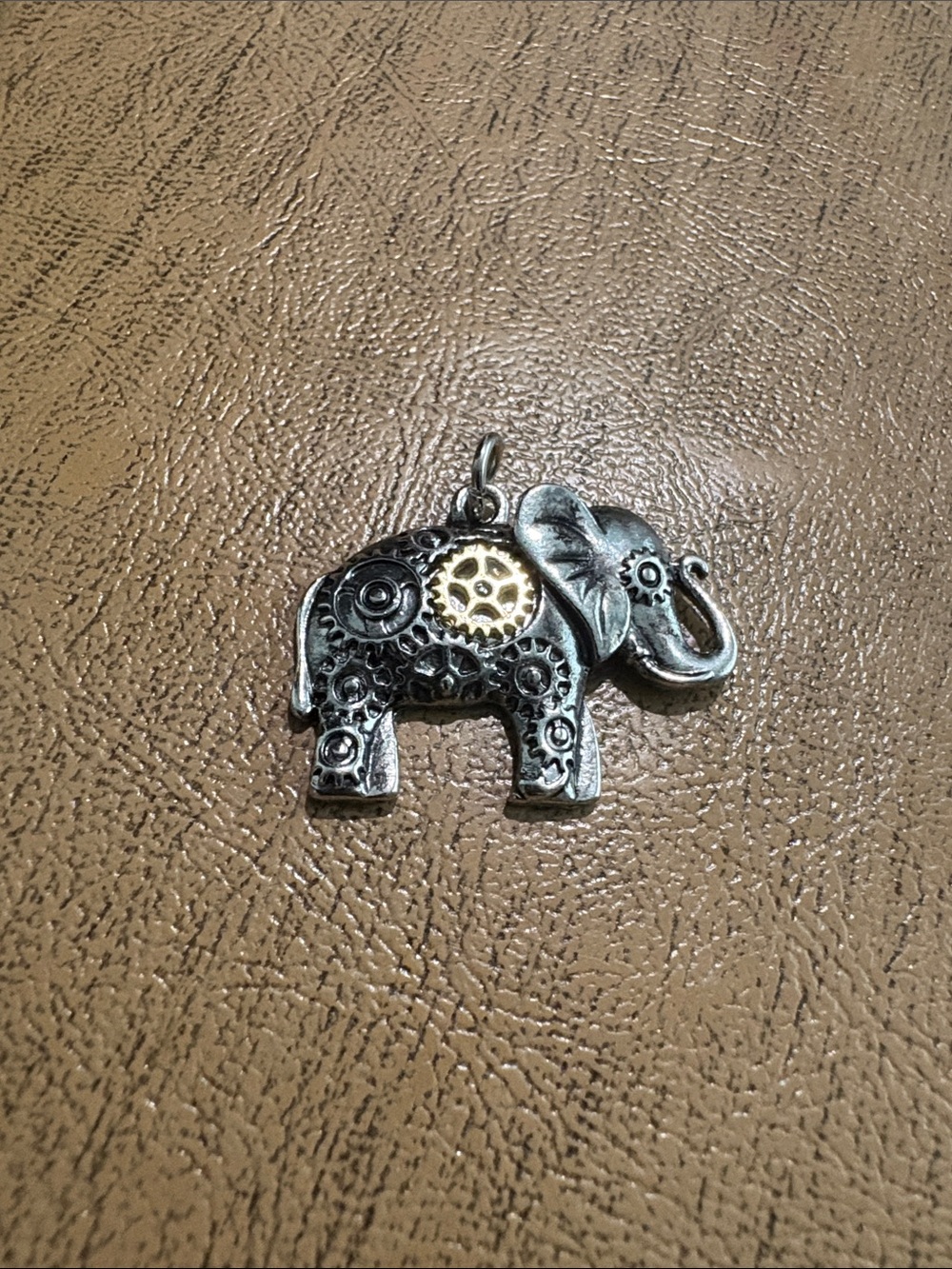 Steampunk Elephant Pendant | Silver Tone Gear Charm | Whimsical Industrial Style